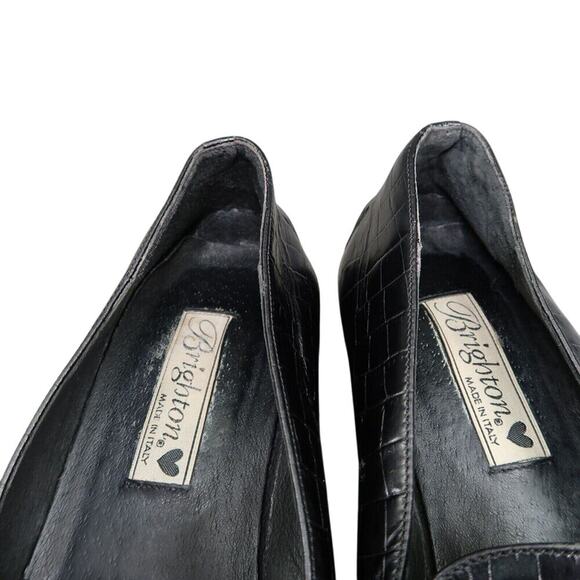 Brighton Shoes Womens 8.5 Loafers Slip On Charms Croc Embossed Leather Classic - Picture 16 of 16